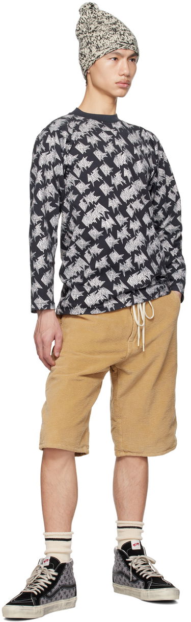 T-shirt ERL Printed Black Long Sleeve T-Shirt Svart | ERL06T014, 3