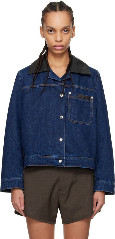 Jacka Wales Bonner Wales Bonner Denim Jacket with Faux Leather Collar Blå | WS25DE14-DE01-599, 0