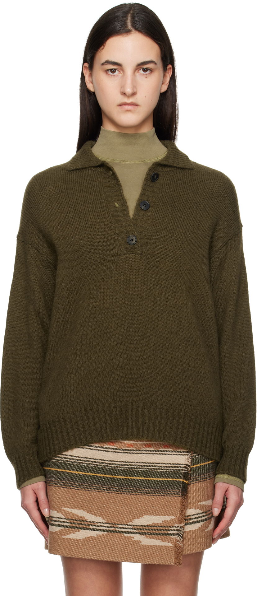 Sweater Max Mara Weekend Max Mara Sabato Wool Polo Sweater Grön | 2425366013600