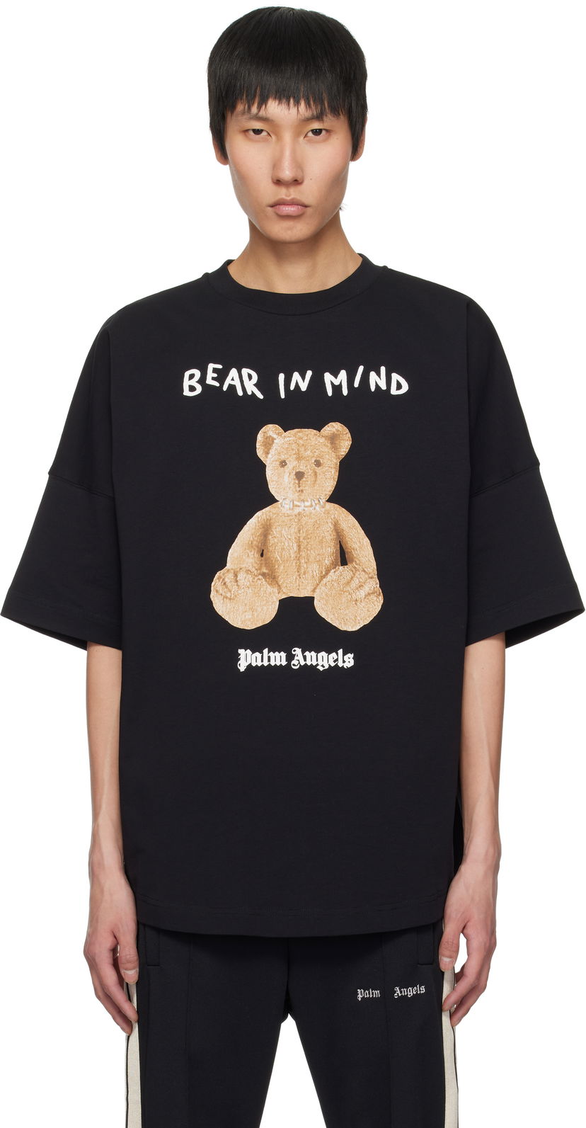 T-shirt Palm Angels Palm Angels 'Bear in Mind' Oversize T-Shirt Svart | PMAA002S25JER0021060