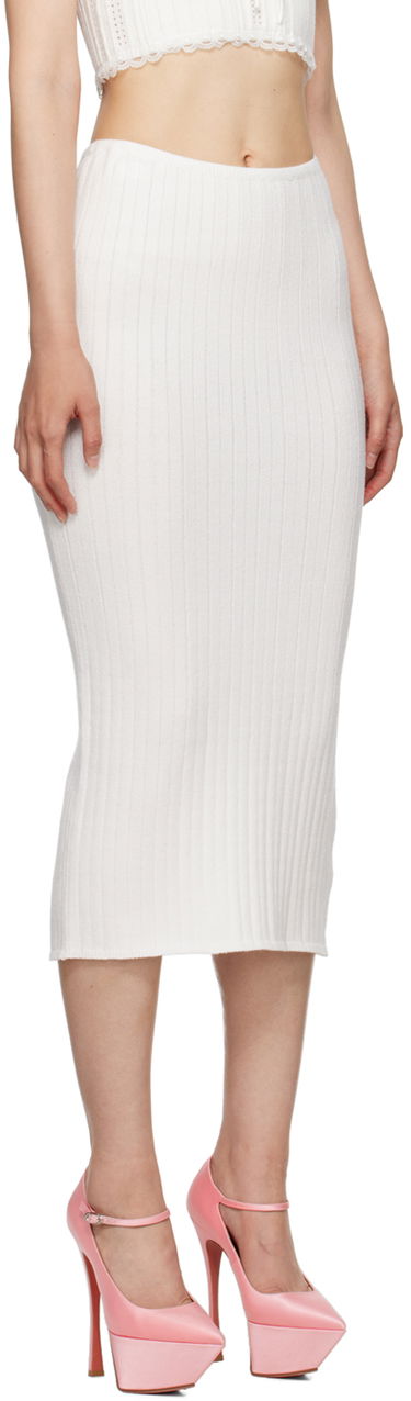 Kjol GUIZIO Guizio Ribbed Midi Skirt Vit | H23613S011, 1