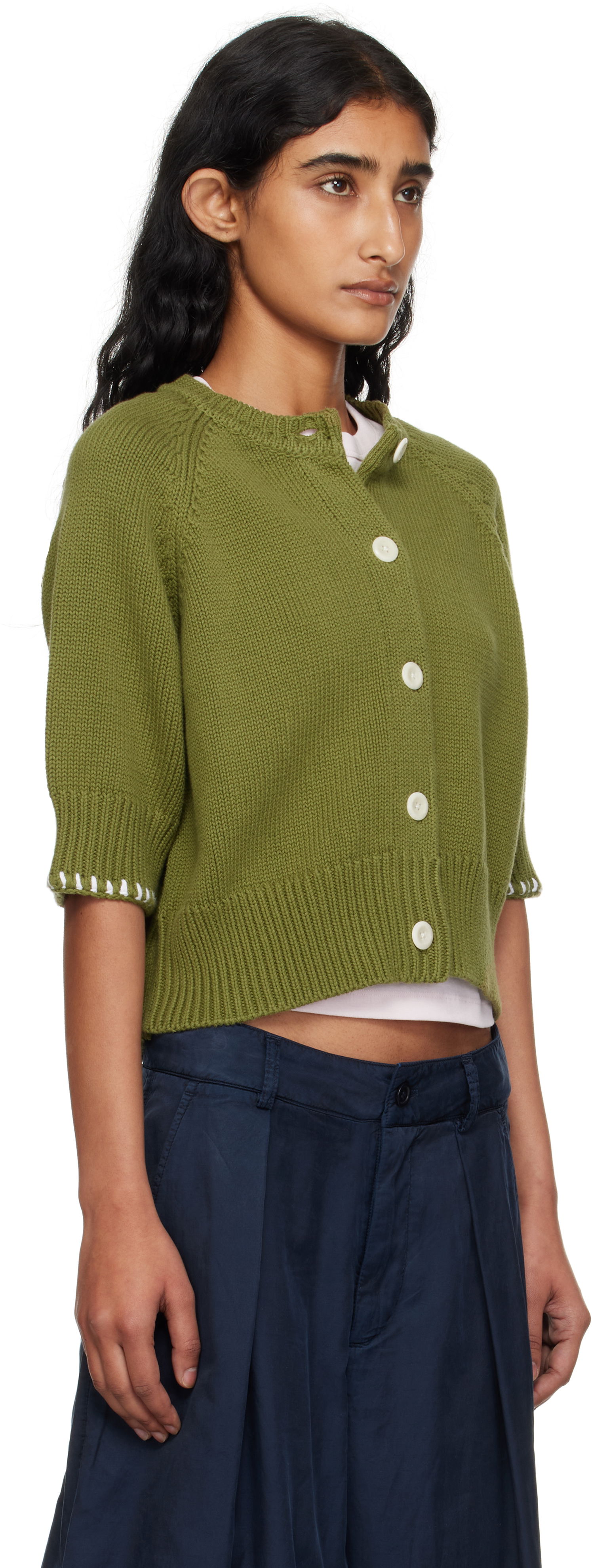 Sweater YMC YMC Kwai Knit Cardigan Grön | Q8YMA, 1