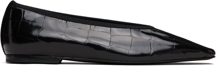 Skovård TOTEME TOTEME Minimalist Croco-Embossed Ballerina Flats Svart | 253-WAS0218-LE0153