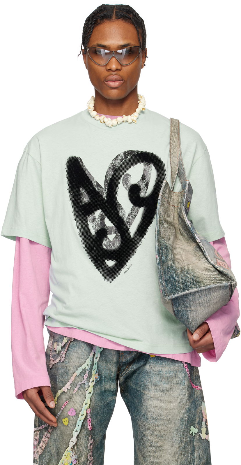 T-shirt Acne Studios Acne Studios Printed T-Shirt Grön | CL0344-
