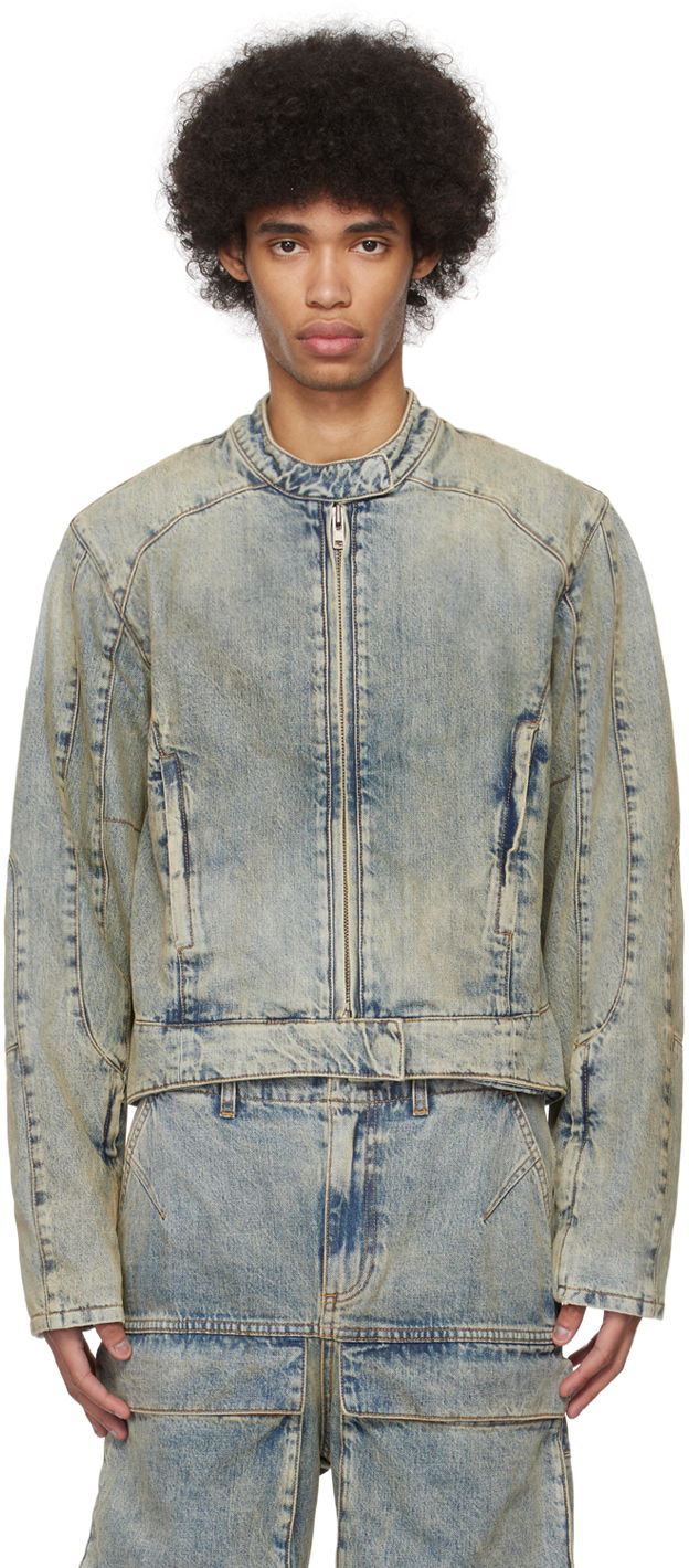 Bomberjacka Entire Studios Moto Denim Jacket Blå | ES2428SW