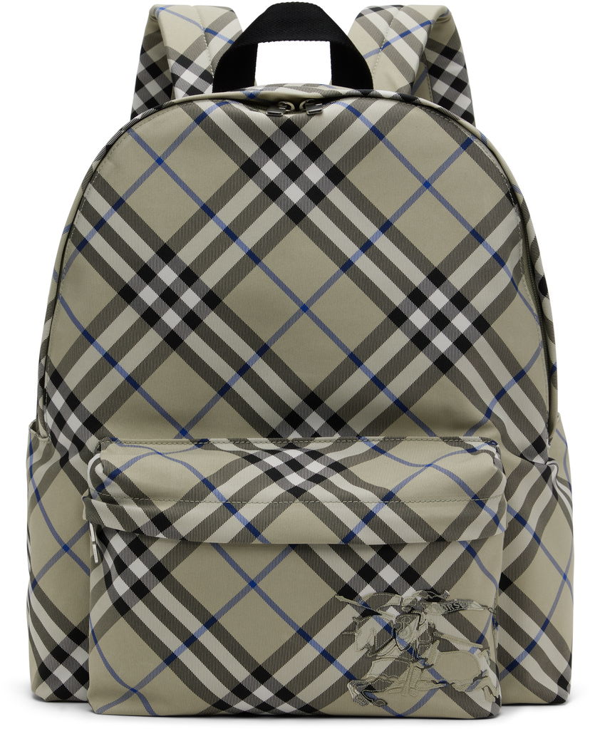 Ryggsäck Burberry Check Backpack Grön | 8091333