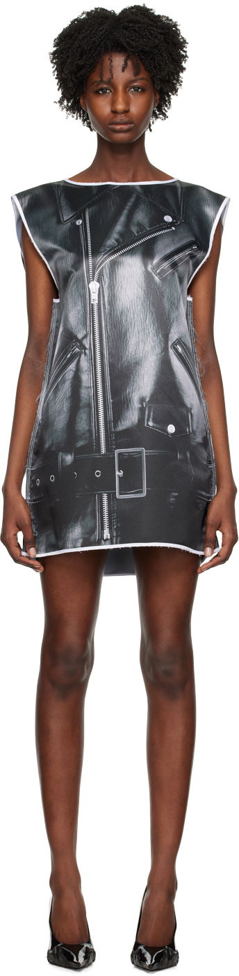 Klä We11done Graphic Print Mini Dress Svart | WD-BL1-23-206-U-BK