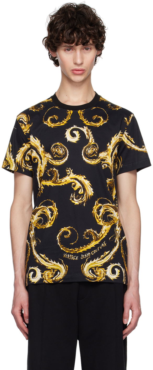 T-shirt Versace Jeans Couture Black Chromo Couture T-Shirt Svart | E77GAH6S0_EJS388