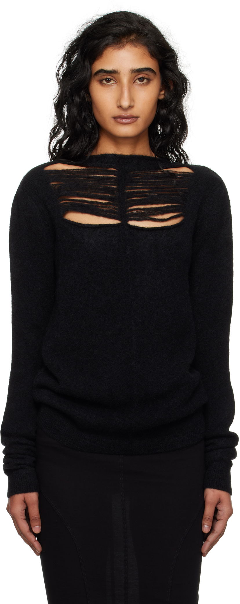 Sweater Rick Owens Rick Owens Concordians Long Sleeve Sweater Svart | RP02E4601 KGRIDP