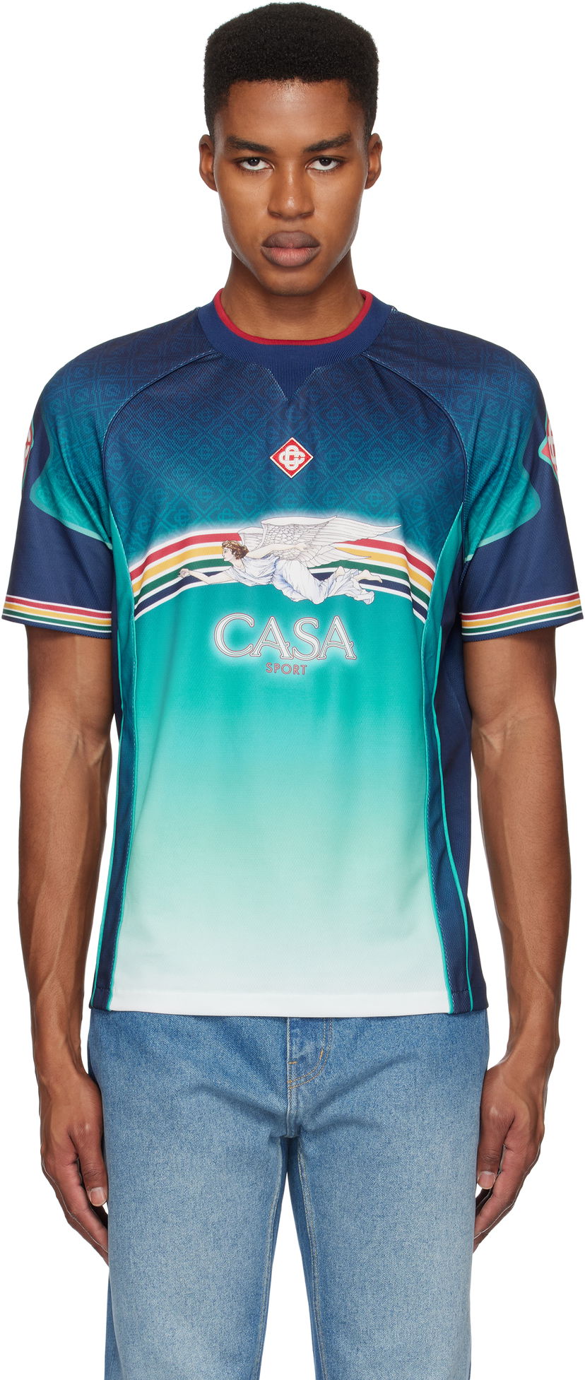 Jersey Casablanca Gradient Football T-Shirt Blå | MF24-JTP-291-01