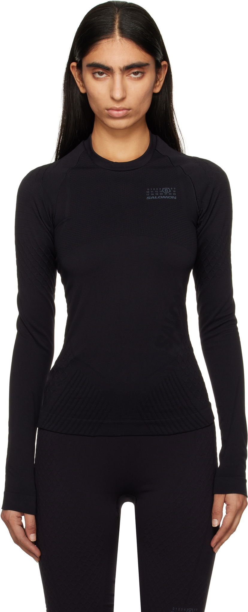 T-shirt Maison Margiela Jacquard Long-Sleeved T-Shirt Svart | S52NH0024 M20037