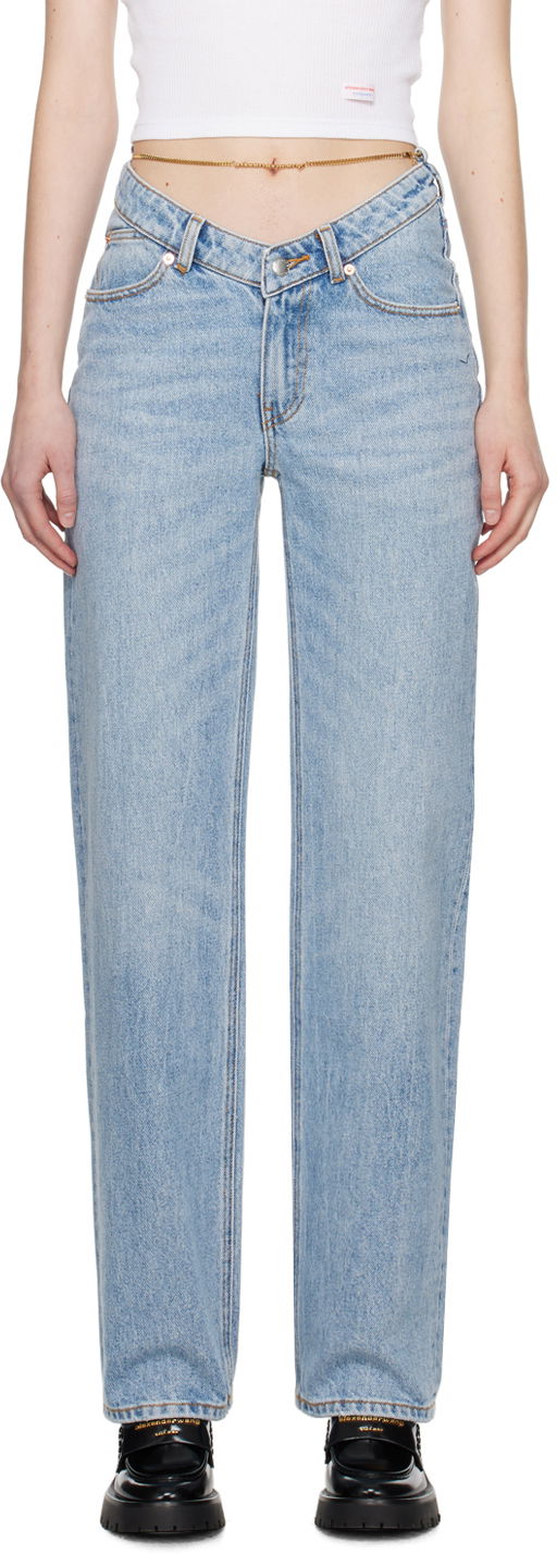Jeans Alexander Wang Nameplate V-Front Jeans Blå | 4DC1244208