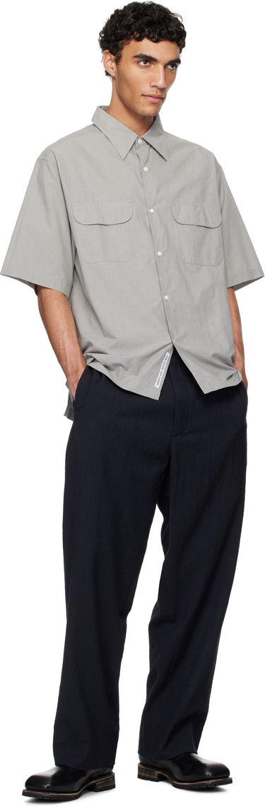 Skjorta NANAMICA nanamica Regular Collar End on End Short Sleeve Shirt Grå | S25SG075U, 3