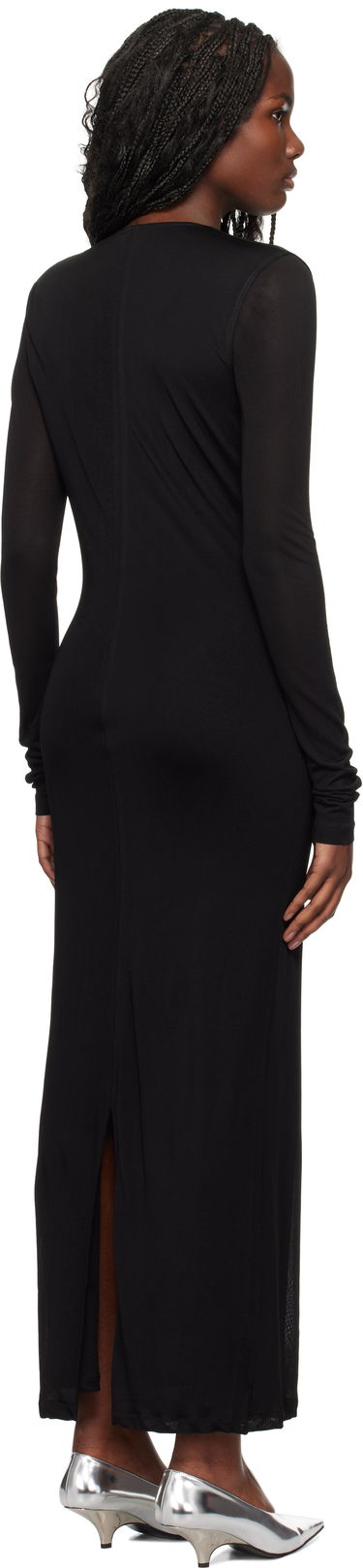 Klä TOTEME TOTEME Draped V-Neck Maxi Dress Svart | 244-WRD0176-FB0266, 2