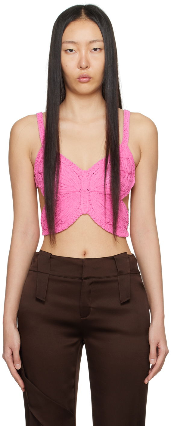 Linne Blumarine Butterfly Knitted Tank Top Rosa | P422M454A