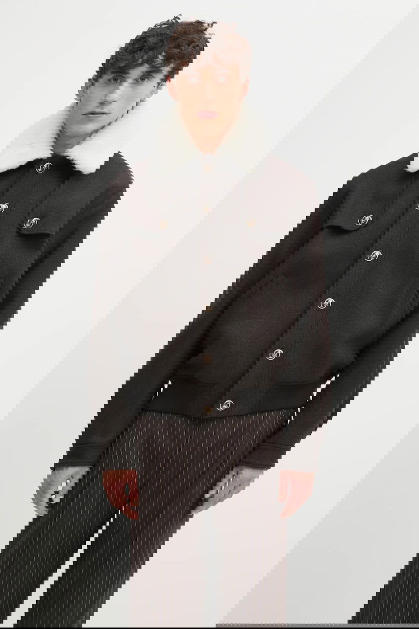 Bomberjacka Drôle de Monsieur Wool Blend Bomber Jacket with Faux Fur Collar Brun | I.JT242.WO043, 0