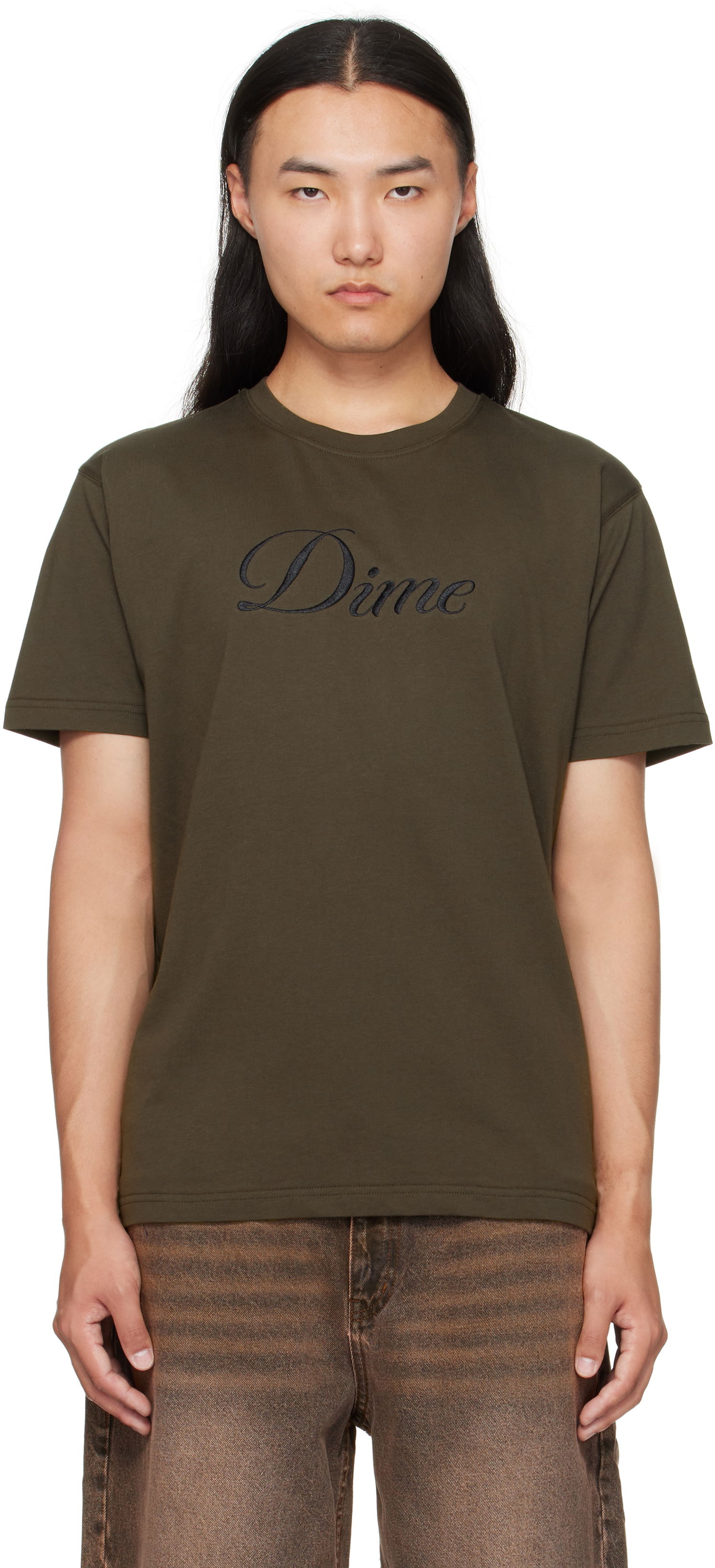 T-shirt Dime Dime Cursive T-Shirt Grön | DIMEFA2574BLK, 0
