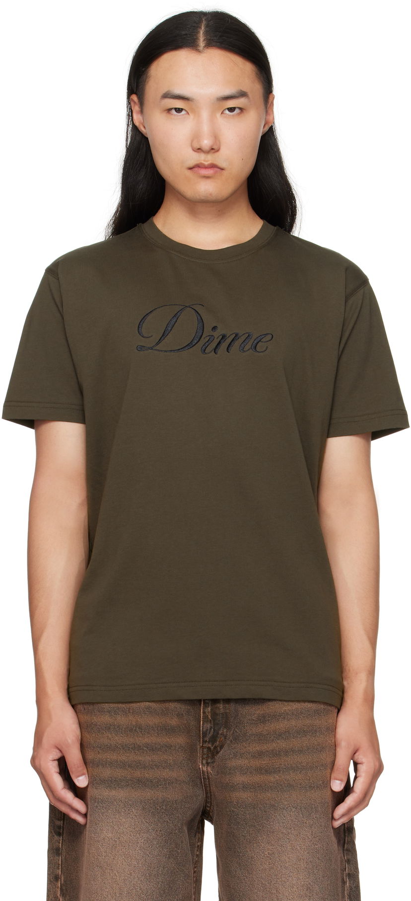 T-shirt Dime Dime Cursive T-Shirt Grön | DIMEFA2574BLK
