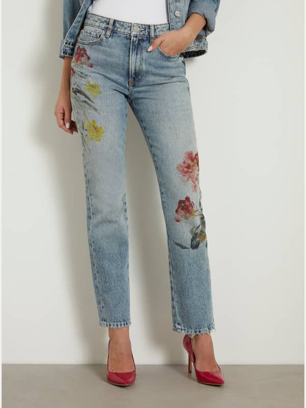 Byxor och jeans GUESS High Rise Straight Denim Pant Blå | W4GA16D4VII, 0