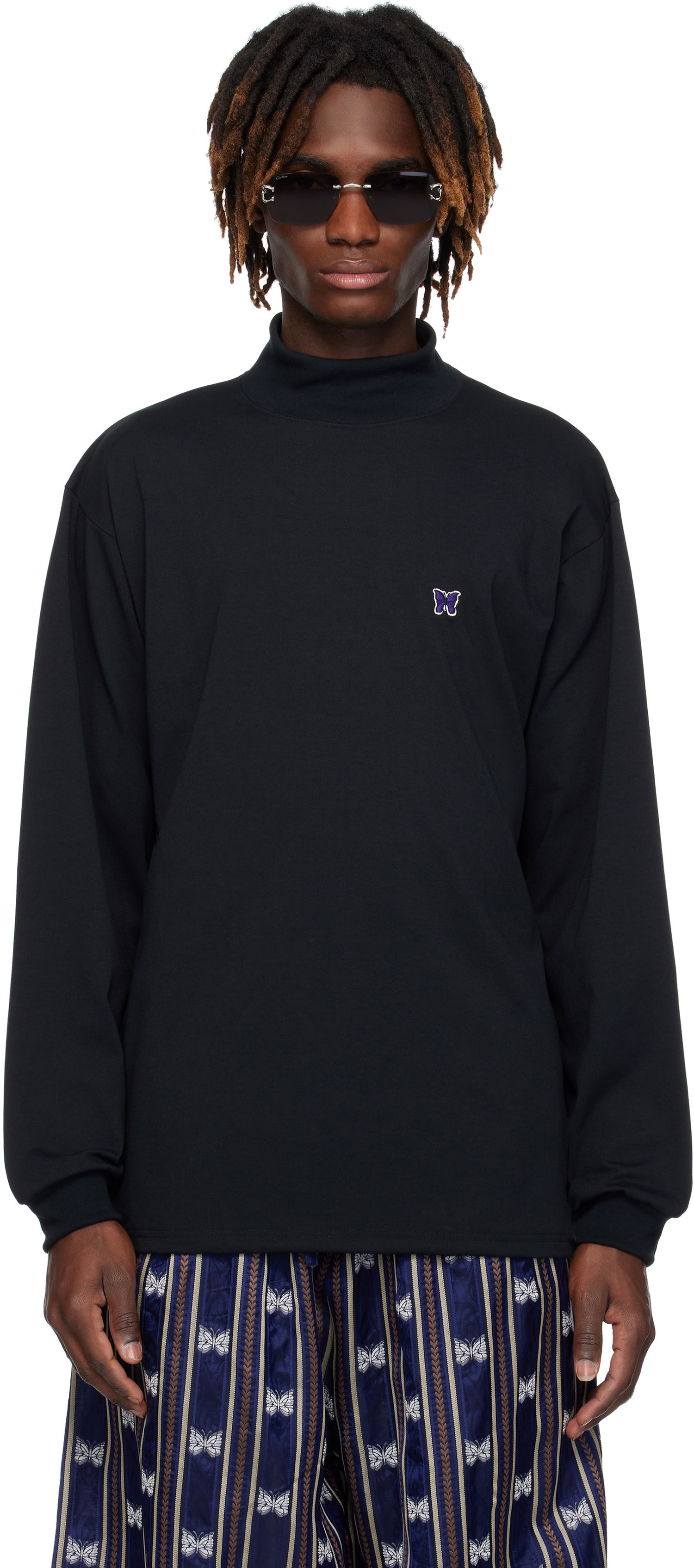 T-shirt Needles NEEDLES Mock Neck T-Shirt Svart | QV359, 0