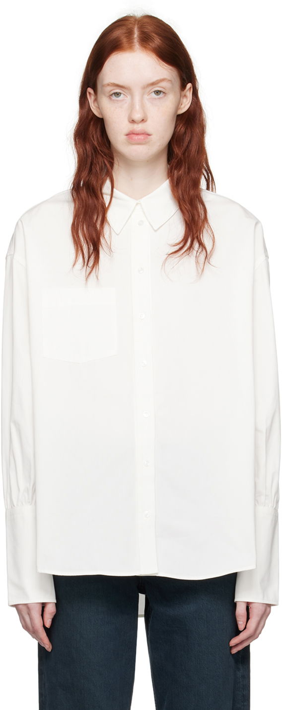Skjorta Anine Bing ANINE BING Maxine Long Sleeve Button-Up Shirt Vit | A-07-5832-100