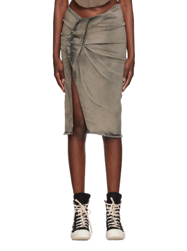 Kjol Rick Owens DRKSHDW Frayed Denim Midi Skirt Grå | DS02C5341 SDMP