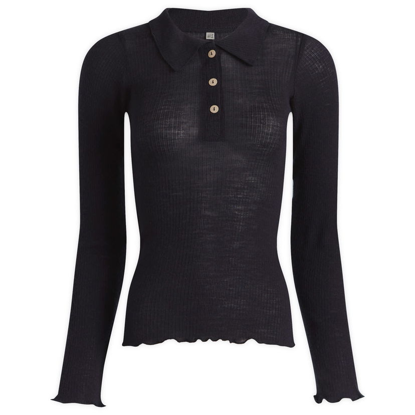 Polotröja Baserange Long Sleeve Wool Polo Top, Size X-Small Mörkblå | TTDLS-WR-WI25