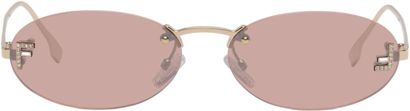 Solglasögon FENDI 'Fendi First' Crystal Oval Rimless Sunglasses Rosa | FE4075USW5428Z 192337234699