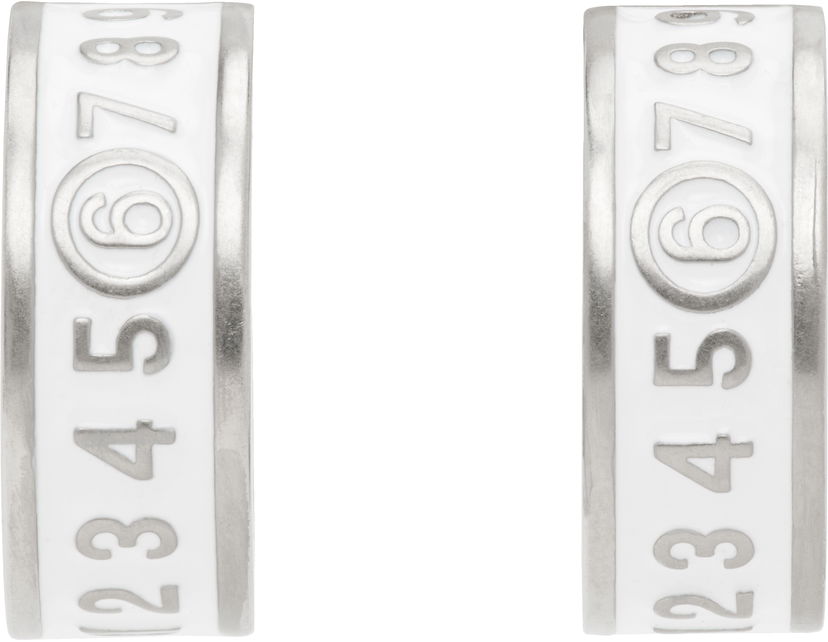 Örhängen Maison Margiela MM6 Maison Margiela White Enamel Number Logo Earrings Vit | SM6VG0084 P7211