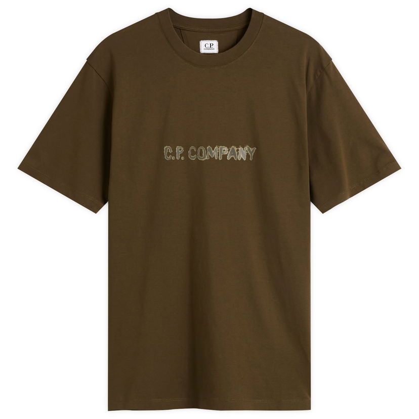 T-shirt C.P. Company Text Logo T-Shirt Grön | 19CMTS108A-006586W-683