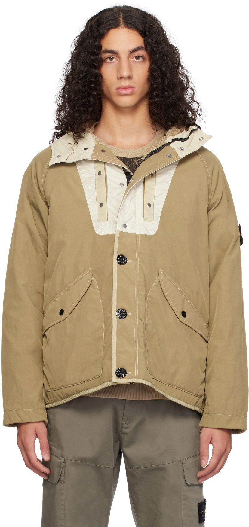 Parkas Stone Island Hooded Jacket Beige | 811544021