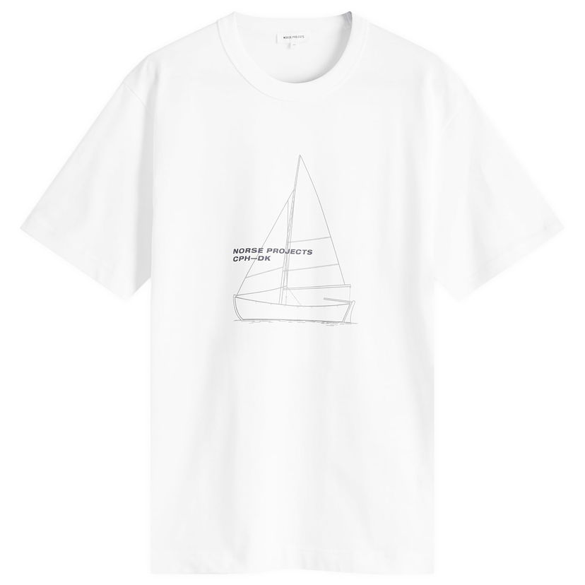 T-shirt NORSE PROJECTS Holger Boat Print T-Shirt, Size Medium Vit | N01-0677-0001