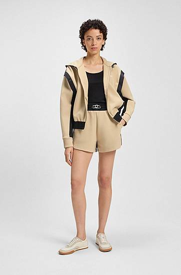 Shorts BOSS Cotton Blend Active Shorts with Contrast Back Beige | 50541331, 1