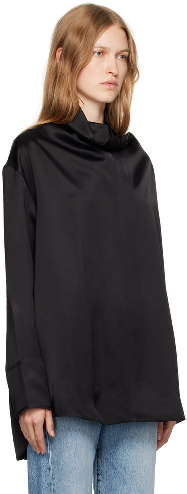 Skjorta TOTEME Funnel Neck Satin Blouse Svart | 244-WRT0371-FB0208, 1