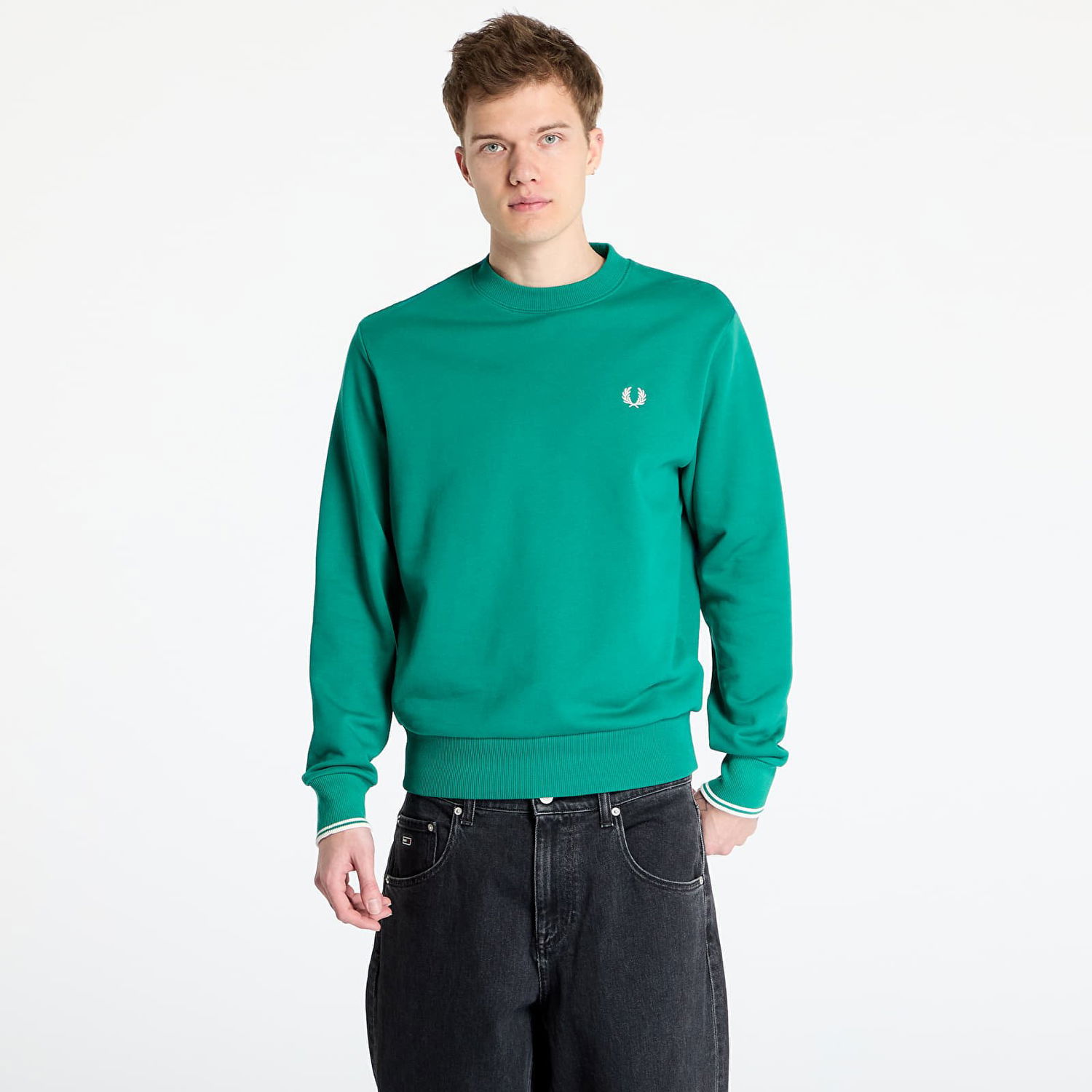 Sweater Fred Perry Fred Perry Crew Neck Sweatshirt Grön | M7535 X87, 0
