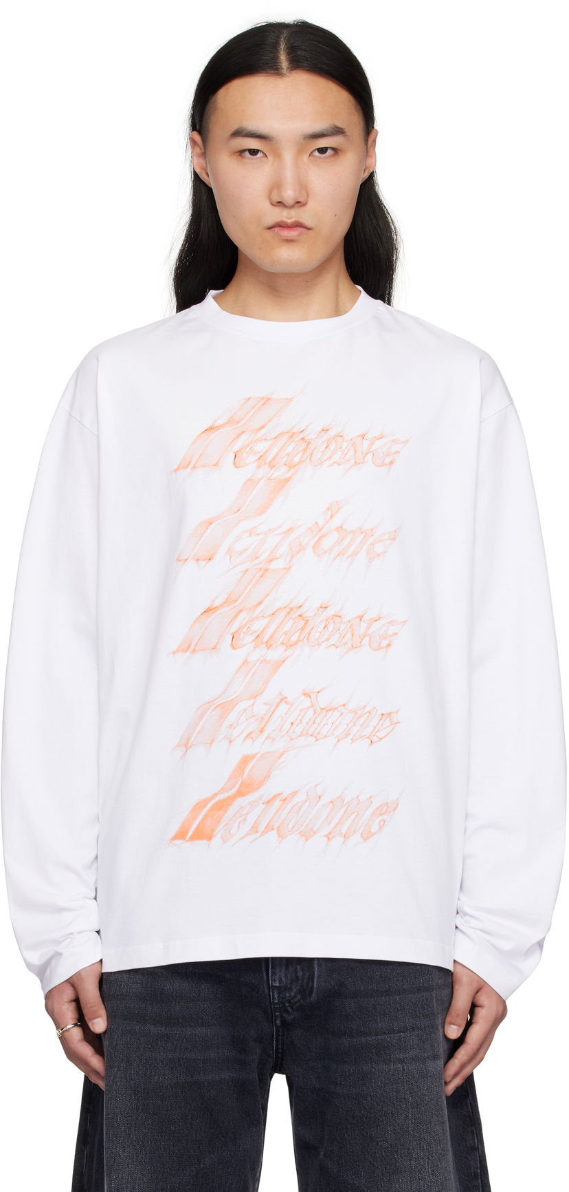 Sweater We11done We11done Spark Logo Long Sleeve T-Shirt Vit | WD-TT0-25-752-U-WH