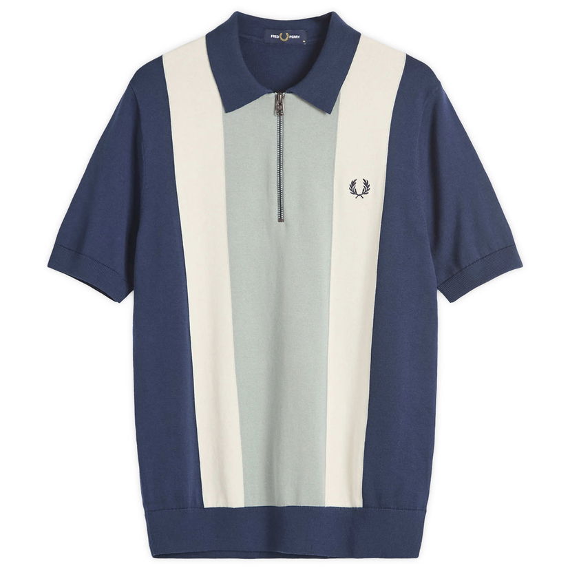 Polotröja Fred Perry Fred Perry Men's Zip Neck Knit Shirt Blå | K9728-Y90