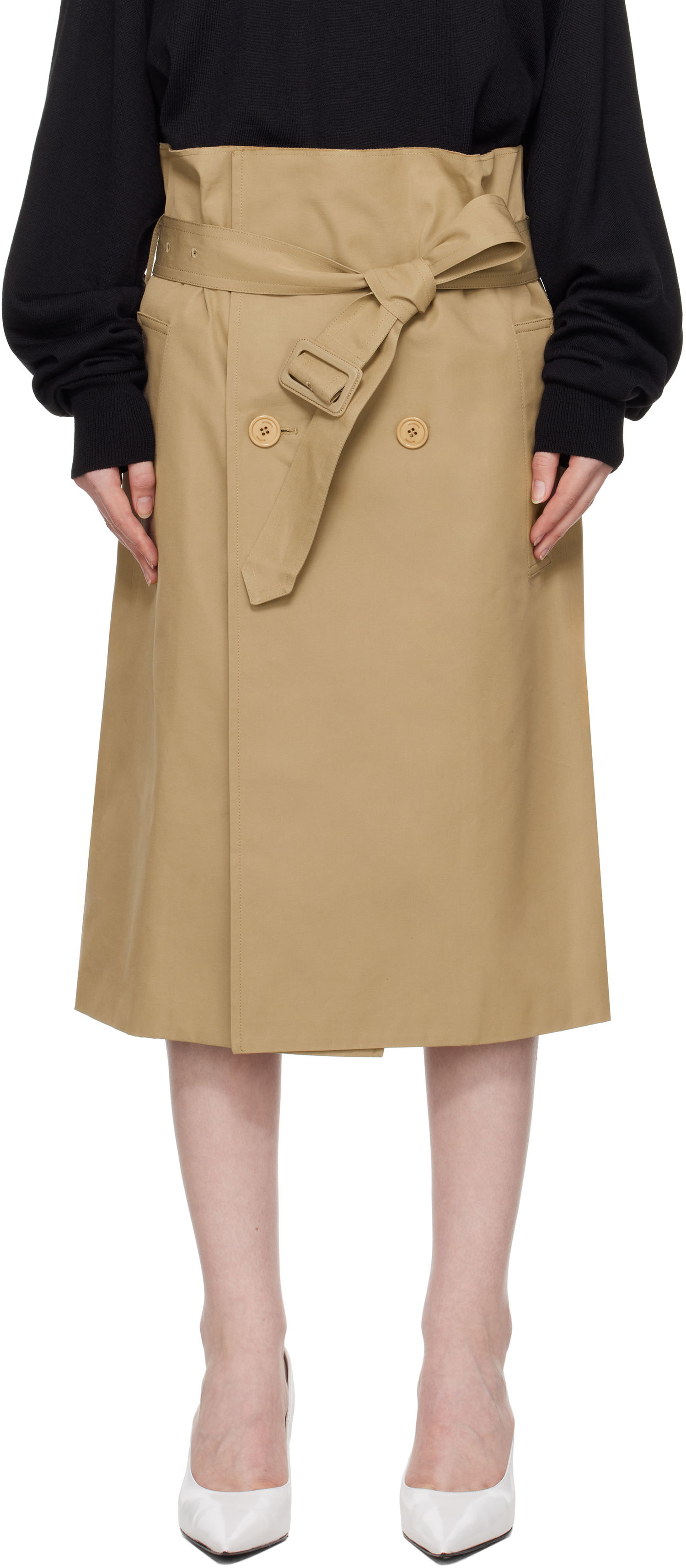 Kjol VETEMENTS Vetements Deconstructed Midi Skirt Beige | WA66SK400S, 0