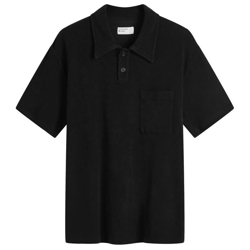 Polotröja Universal Works Universal Works Newlyn Light Weight Terry Polo, Size Large Svart | 32727-BLK