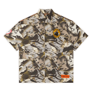 Skjorta HERON PRESTON Camo Popeline Bowling Shirt Grön | HMGA027S22FAB0025900, 0