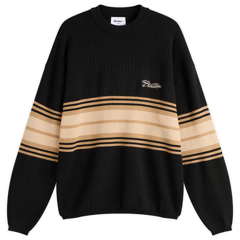 Sweater Butter Goods Crest Knit Jumper, Size Large Svart | BG253301-BLK