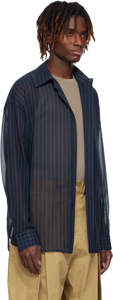 Skjorta sage NATION SAGE NATION Chisholm Sheer Striped Shirt Mörkblå | S075 CHISHOLM SHIRT, 1