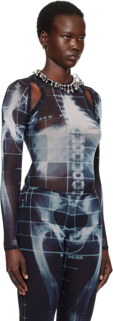 Kropp Jean Paul Gaultier Jean Paul Gaultier 'The Squeletor' X-Ray Print Mesh Top Svart | 25/33-F-TO243-T580-005956, 1