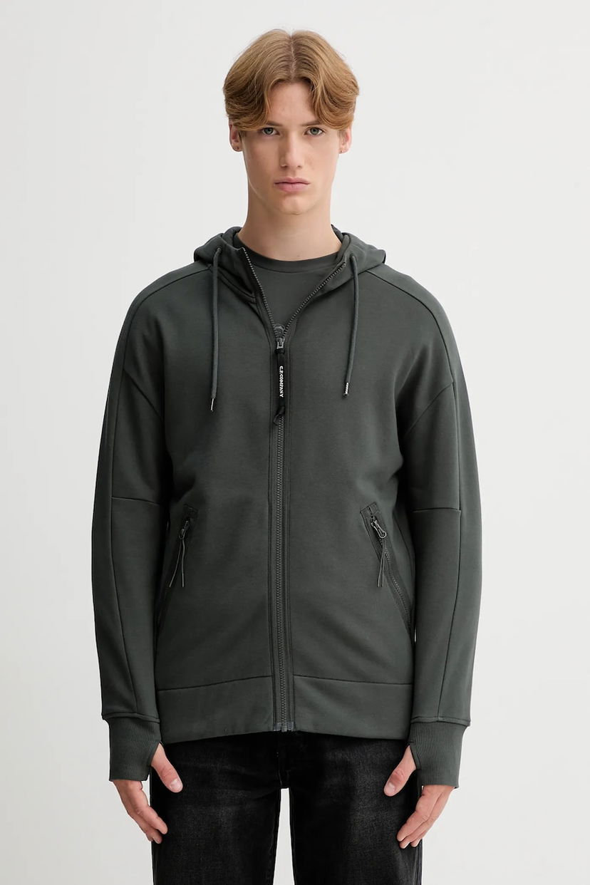 Sweatshirt C.P. Company C.P. Company Smooth Hooded Zip-Up Sweatshirt Grön | 19CMSS715A005086W