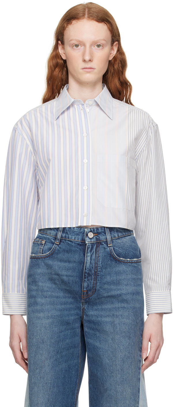 Skjorta Stella McCartney Stella McCartney Striped Cropped Shirt Blå | 6200553CJ303