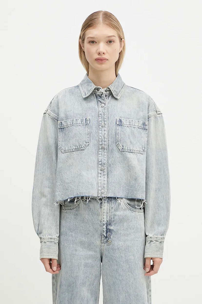 Skjorta Ksubi Cutaway Longsleeve Shirt Worn Oversize Blå | WPF24SH001