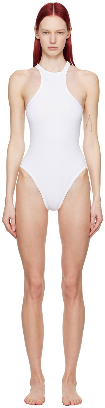 Badkläder The Attico Attico Hook-Eye Swimsuit Vit | 243WBB04 PA63