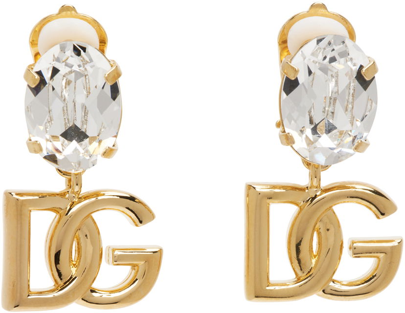 Örhängen Dolce & Gabbana Gold Crystal Logo Earrings Metallisk | WEO8S1W1111