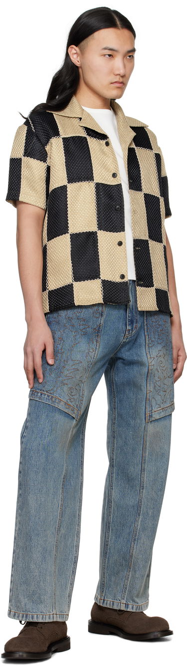 Skjorta Andersson Bell Andersson Bell Patchwork Open Collar Shirt Beige | atb1233m, 3