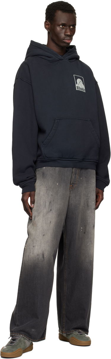 Sweatshirt Rhude Rhude Moonlight Badge Hoodie Mörkblå | RHPS25HO05012, 3